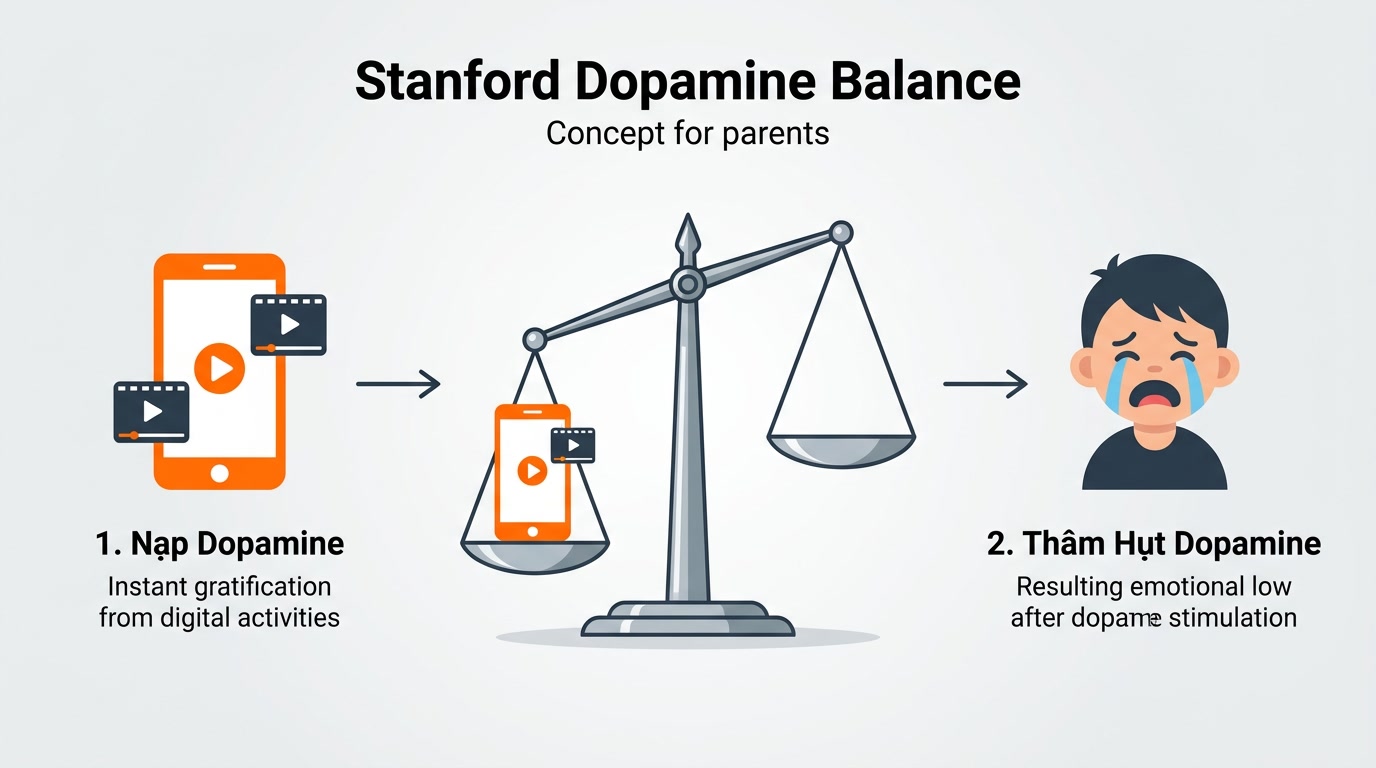 Mô hình Cán cân Dopamine Stanford theo nghiên cứu của GS. Anna
Lembke